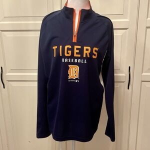 Detroit Tigers 1/4 Zip Long Sleeve Light Pullover MLB Sz Medium Mens